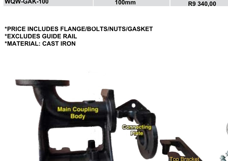 TESK WQW-GAK-100 100mm cast iron duck foot assembly